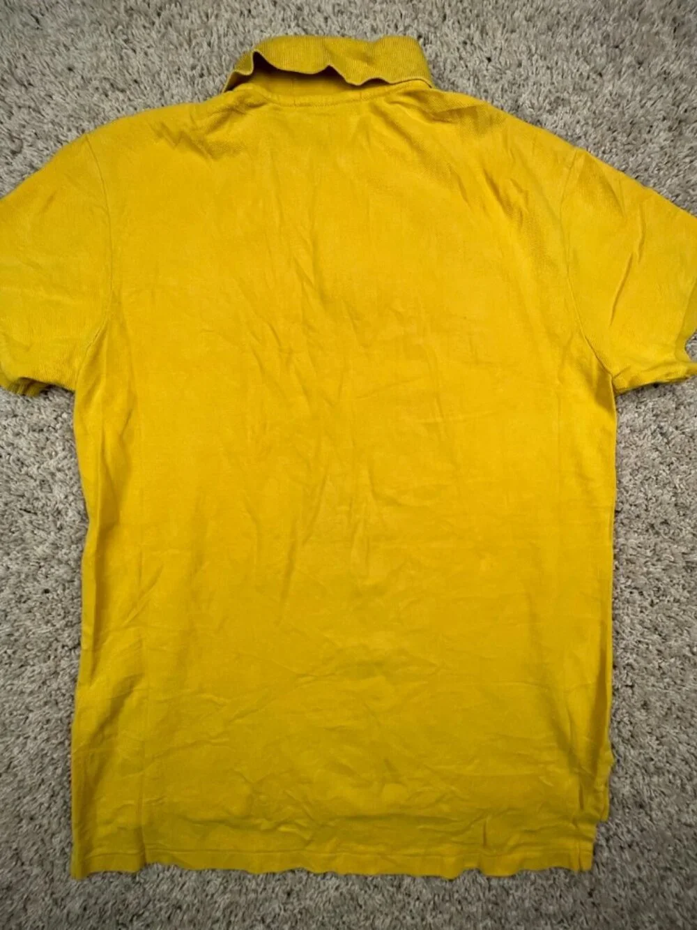 Polo Ralph Lauren Polo Shirt Short Sleeve Cotton Medium Yellow Solid Custom Fit